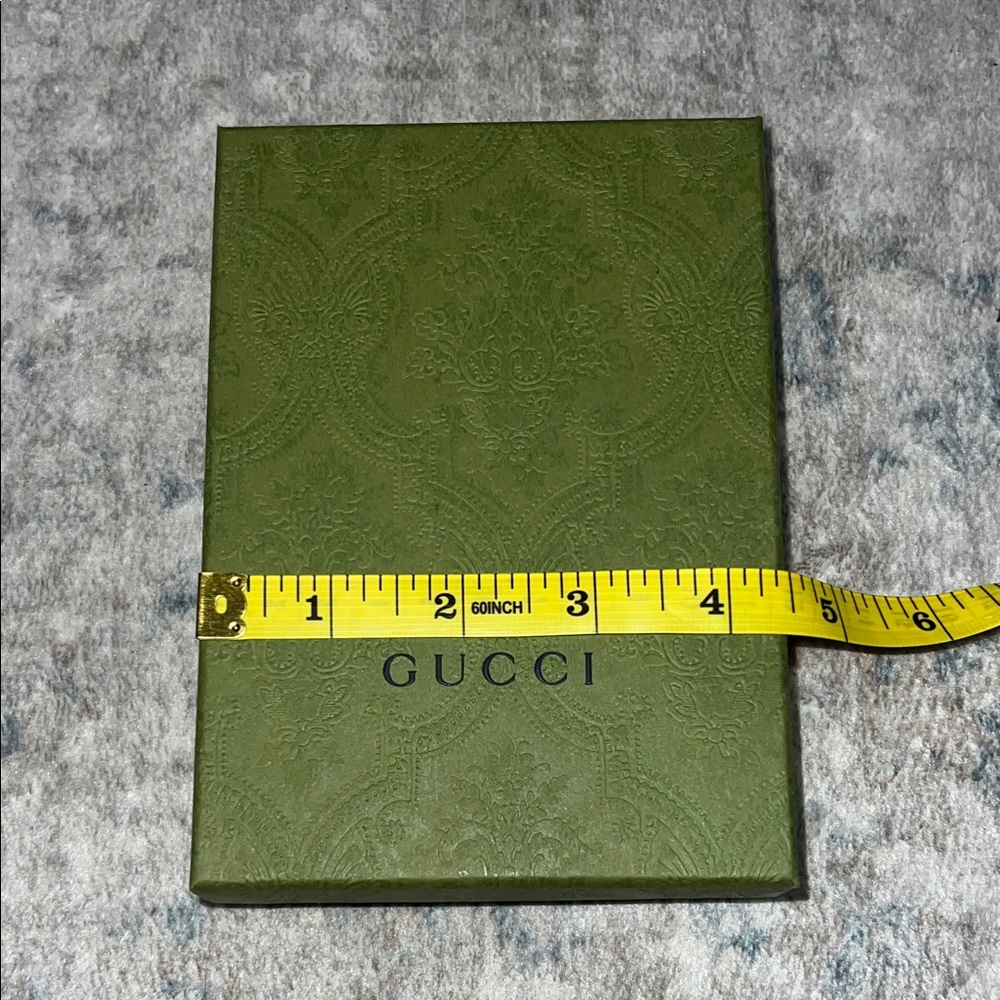 Gucci Green Embossed Box 4.5 x 6 x 1.3 and tissue paper